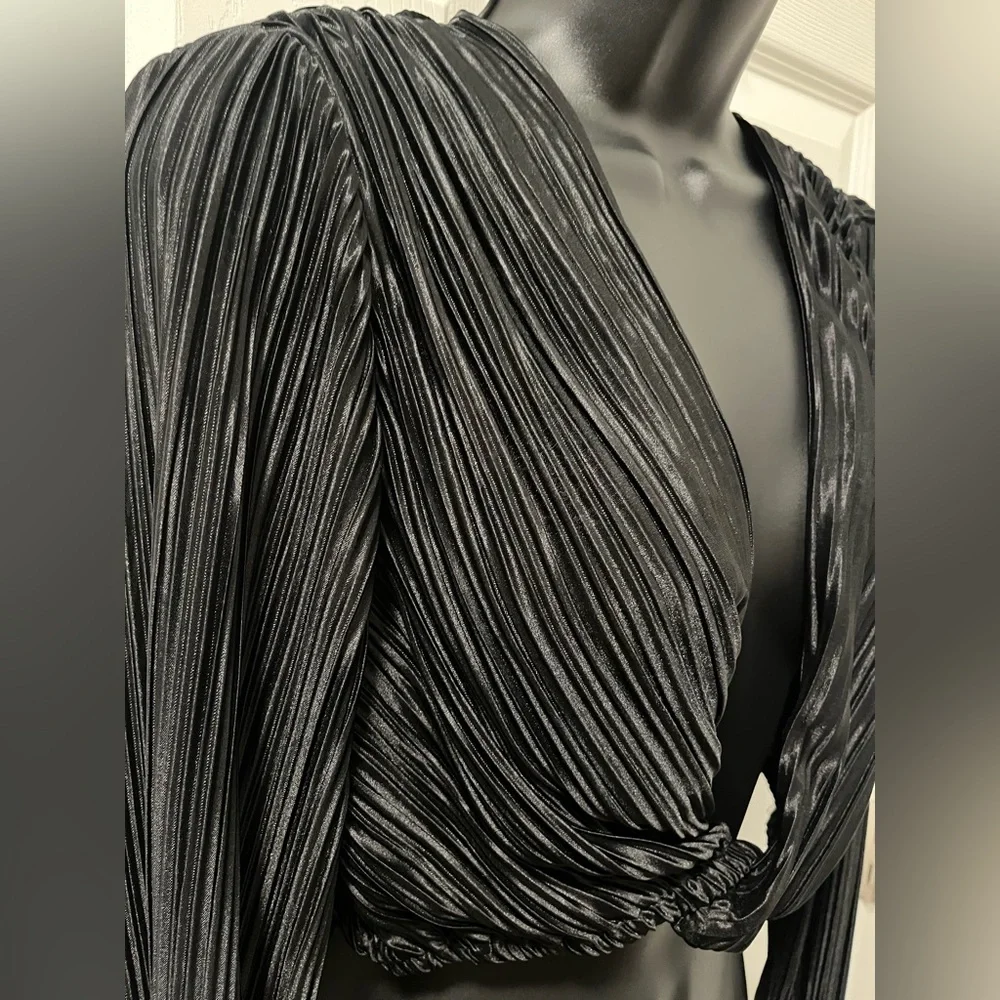 Showpo. Black Pleated Blouse